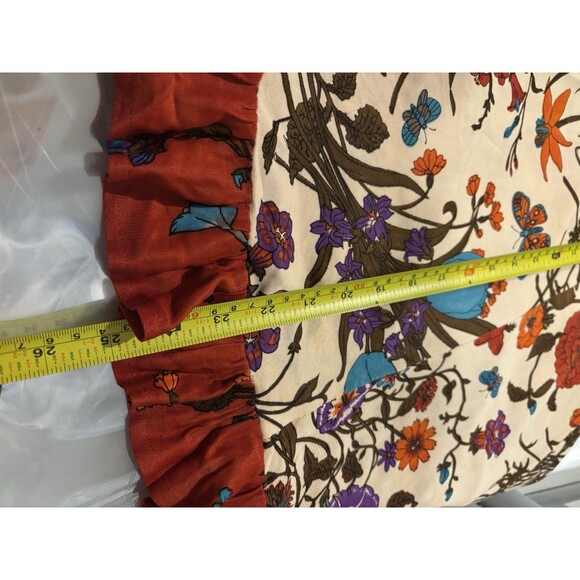 Vintage 60s Butterfly Shift Dress SZ M Red Floral Psychedelic Ruffled 1960s - Picture 7 of 16